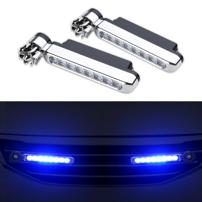 1pair 8 x LEDs No Wiring Wind Power Grille Vehicle Lights With Fan